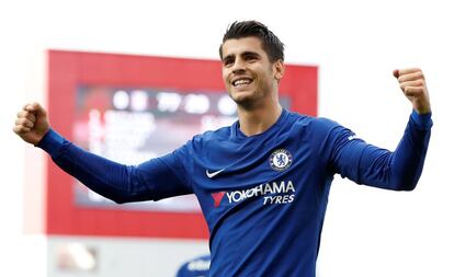 &Aacute;lvaro Morata festeja su tercer gol al Stoke City.