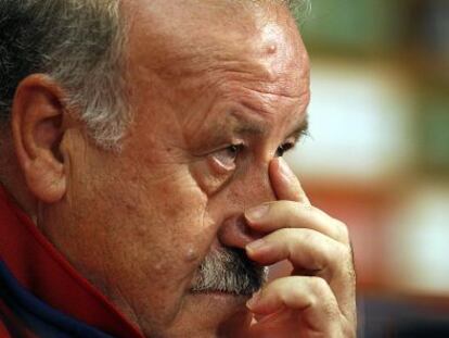 Del Bosque, durante la rueda de prensa en Gniewino.