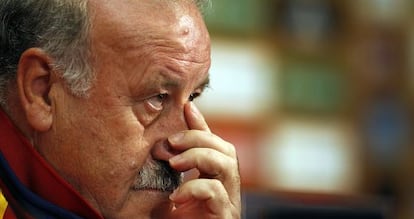 Del Bosque, durante la rueda de prensa en Gniewino.