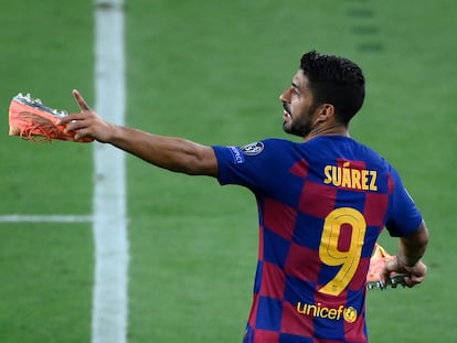 Luis Suárez, en uno de los últimos partidos disputados con el Barcelona este verano.