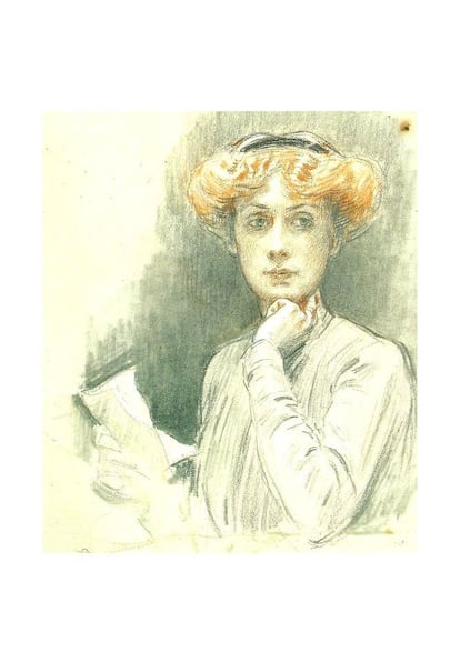 'Retrato de dama con carta' (1900-05), dibujo a carboncillo y clarión de Raimundo de Madrazo (390 x 285 mm.).