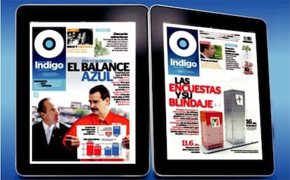 Una portada de Reporte Índigo vista en un iPad.