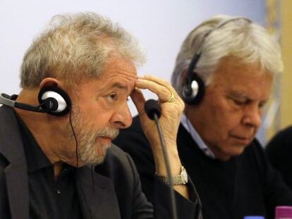 Lula y Felipe Gonz&aacute;lez, en S&atilde;o Paulo este lunes.