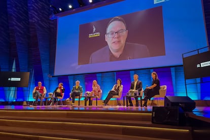 Roundtable during the first UNESCO conference on the impact of AI in cinema, in Paris, on October 19, 2023. 

