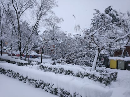 La Colonia de Mingorrubio (Madrid), atrapada por el temporal 'Filomena'.