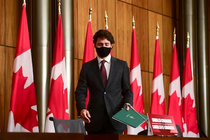 El primer ministro canadiense, Justin Trudeau, durante una conferencia de prensa en la ciudad de Ottawa, el pasado 13 de octubre.