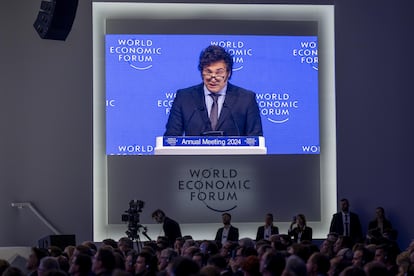 El público del Foro Económico de Davos escuchaba este miércoles el mensaje de Javier Milei. 