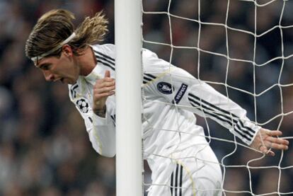 Sergio Ramos, en un partido de <i>Champions</i> con el Madrid.