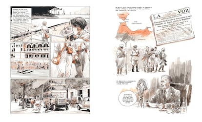 Páginas de la novela gráfica 'Fotógrafos de guerra', de Raynal Pellicer y Titwane.