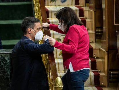 Pedro Sánchez y Adriana Lastra en el Congreso, el pasado mes de marzo.