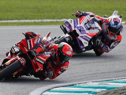 Francesco Bagnaia y Jorge Martin durante el Gran Premio de Malasia.