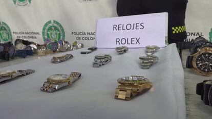 Relojes decomisados por la Policía Nacional, en una imagen de archivo.