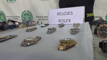 Relojes decomisados por la Polica Nacional colombiana