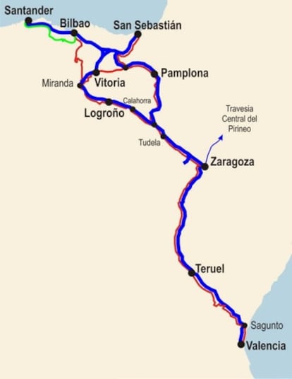 Proyecto de corredor ferroviario entre Cantabria y Valencia presentado por el Ministerio de Fomento.