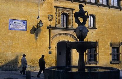 La plaza del Potro de C&oacute;rdoba, en el barrio de San Francisco-Ribera, con la fachada del Museo de Bellas Artes.