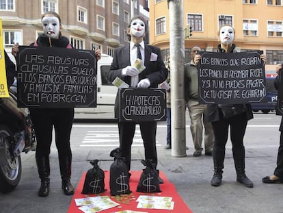 Protesta contra las cláusulas suelo en Madrid, en una imagen de archivo.