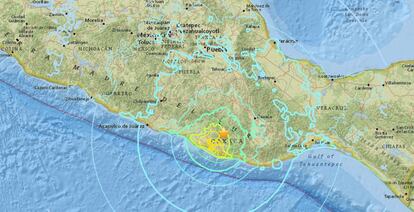 Captura del epicentro del sismo.