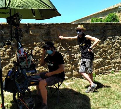 Una imagen del rodaje de la serie '3Caminos' en Navarra. / Fotografía cedida