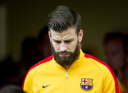 Gerard Piqué segundos antes de saltar al campo del Eibar. 