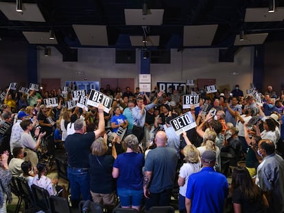 El candidato demócrata al Gobierno de Texas, Beto O'Rourke, en un mitin en Midland, el pasado 20 de julio.
