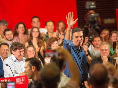 Pedro Sánchez, el martes en un mitin del PSOE en San Sebastián.