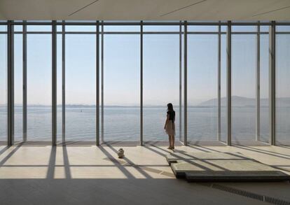 A view from inside the center, looking over the Bay of Santander.