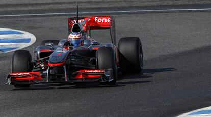 El vigente campeón del mundo, Jenson Button, en su McLaren.
