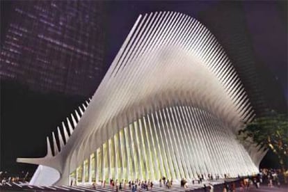 En la imagen, una maqueta del proyecto de Calatrava para la estación de la &#39;zona cero&#39;.