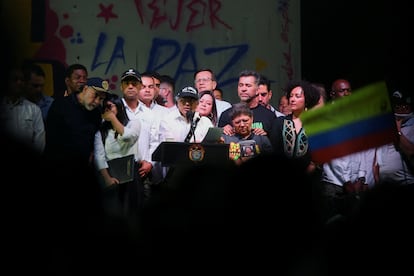 El presidente Gustavo Petro en Medellín, durante el acto de paz urbana.