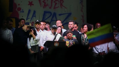 El presidente Gustavo Petro en Medellín, durante el acto de paz urbana.