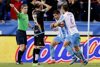 Ricca celebra su gol al Rayo.