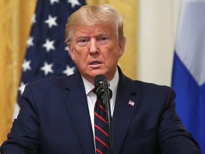 El presidente de Estados Unidos, Donald Trump, durante una rueda de prensa este miércoles.