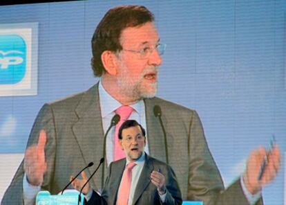 Mariano Rajoy, durante su discurso en Santiago de Compostela