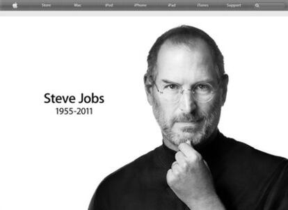 Página de inicio de Apple tras la muerte de Steve Jobs.
