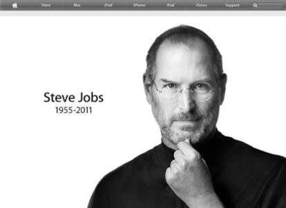 Página de inicio de Apple tras la muerte de Steve Jobs.