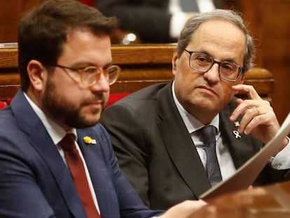 Aragonès i Torra, dimecres passat durant el ple del Parlament.