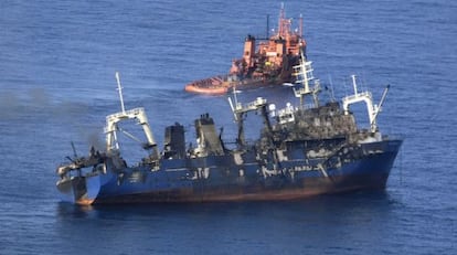 El Oleg Naydenov, antes de hundirse en aguas canarias.	