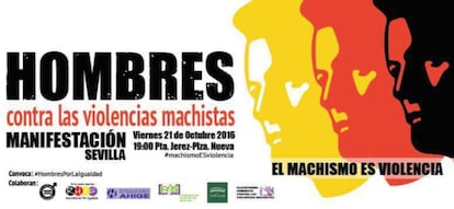 Cartel de la manifestaci&oacute;n convocada por Hombres por la Igualdad contra el machismo.