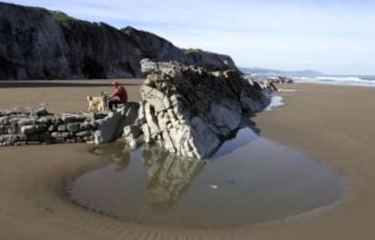 'Flysch' rock structure on Itzurun Beach in Zumaia