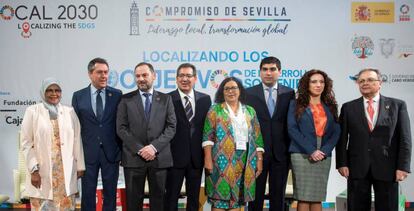 Autoridades presentes en el encuentro de la ONU 'Compromiso de Sevilla. Liderazgo social, transformación global.