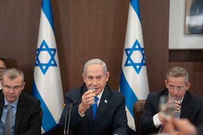 Israeli Prime Minister Benjamin Netanyahu during a Cabinet meeting.