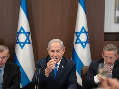 Israeli Prime Minister Benjamin Netanyahu during a Cabinet meeting.