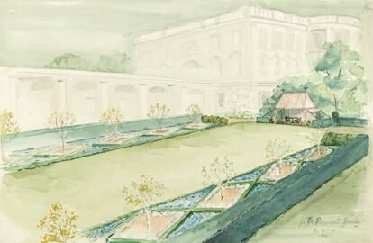 The President's Garden, acuarela de Rachel Bunny Mellon (24 de enero de 1962). |