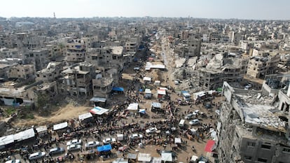 Vista aérea de Jan Yunis, en el sur de la franja de Gaza, este martes.