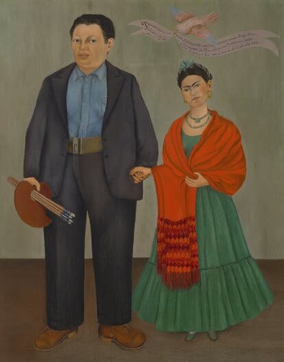 Frida Khalo, 'Frida e Diego Rivera' (1931). Pode ser visto no Museu de Arte Moderna de San Francisco (Estados Unidos).