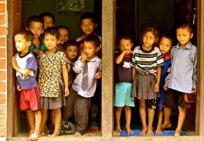 Niños de una comunidad de Nepal participante en el programa ASAP.