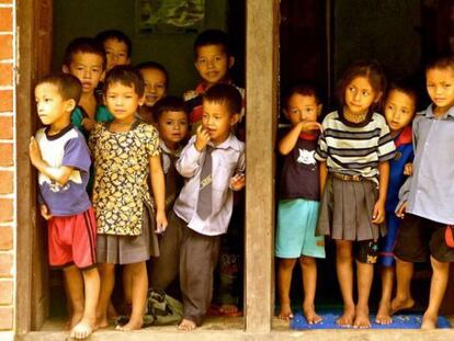 Niños de una comunidad de Nepal participante en el programa ASAP.