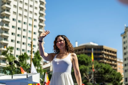 La presidenta del PP de Madrid y del Gobierno de la Comunidad de Madrid, Isabel Díaz Ayuso, antes de su intervención.