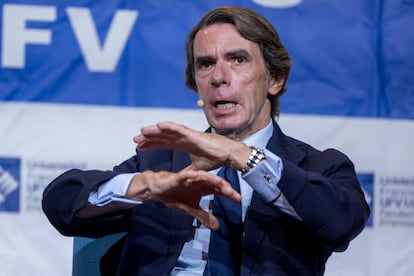 José María Aznar, este jueves en un acto en Madrid.