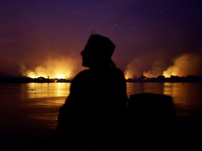 Uno de los incendios en la zona de Pantanal en Corumba, Mato Grosso do Sul, Brasil, el 9 de junio 2024.